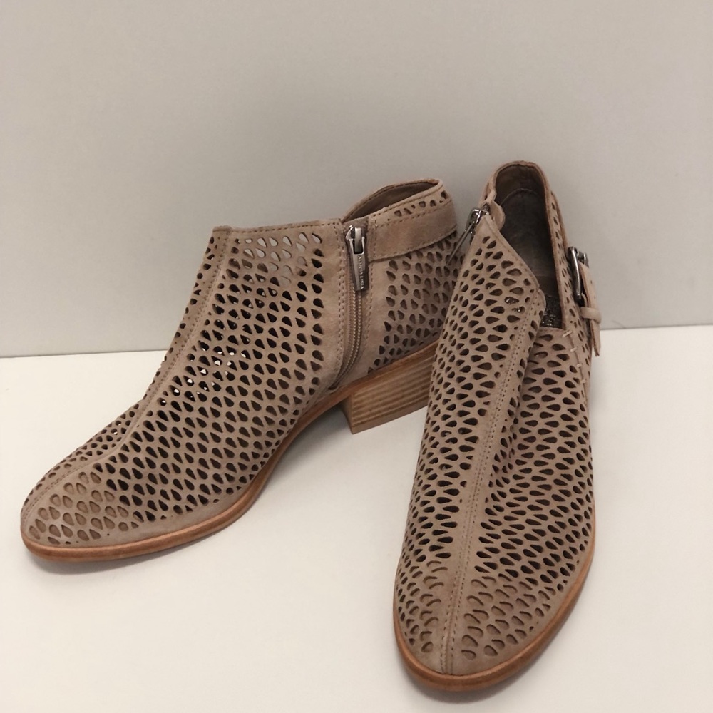 Vince Camuto Phandra Perforated Suede Heeled Ankle Bootie